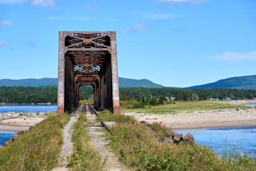 Eau,Marais,Plage,Été,Saison,MRC Côte-de-Gaspé,Région,Douglastown,Pont,Suspendu,Jour,Temps